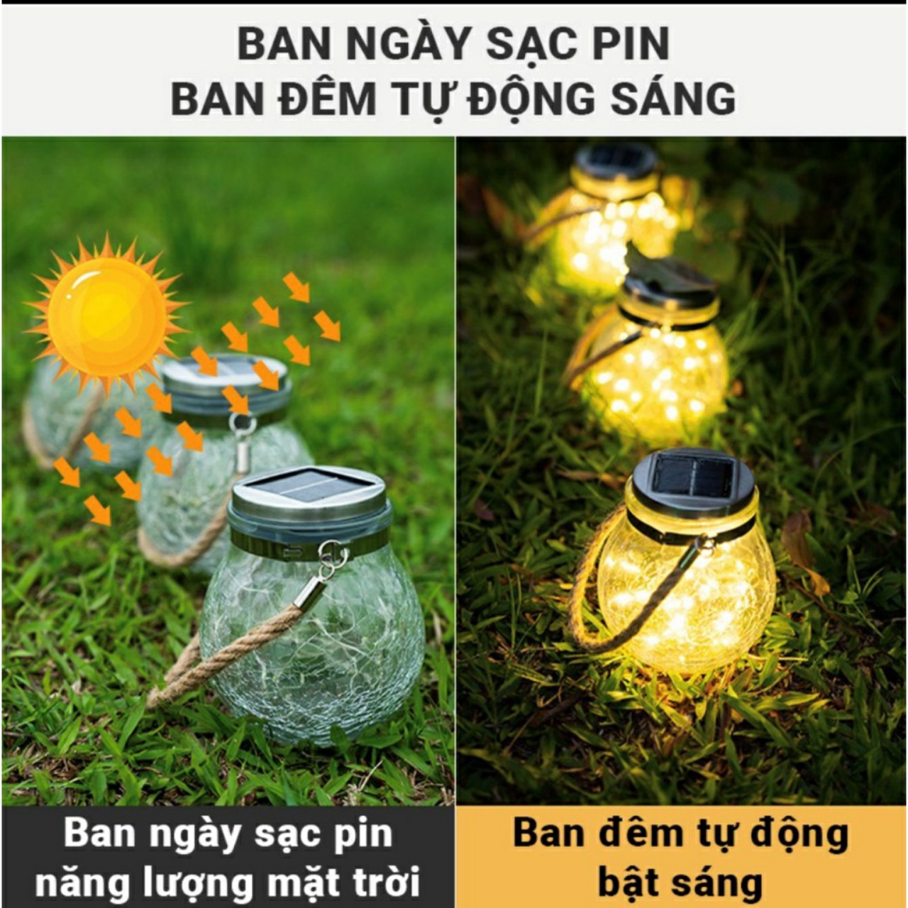 Đèn LED Trang Trí Năng Lượng Mặt Trời Thủy Tinh Siêu Sáng,Đèn Nháy Treo Vườn Ban Công Chống Nước -HÀNG LOẠI 1 - CHÍNH HÃNG MINIIN