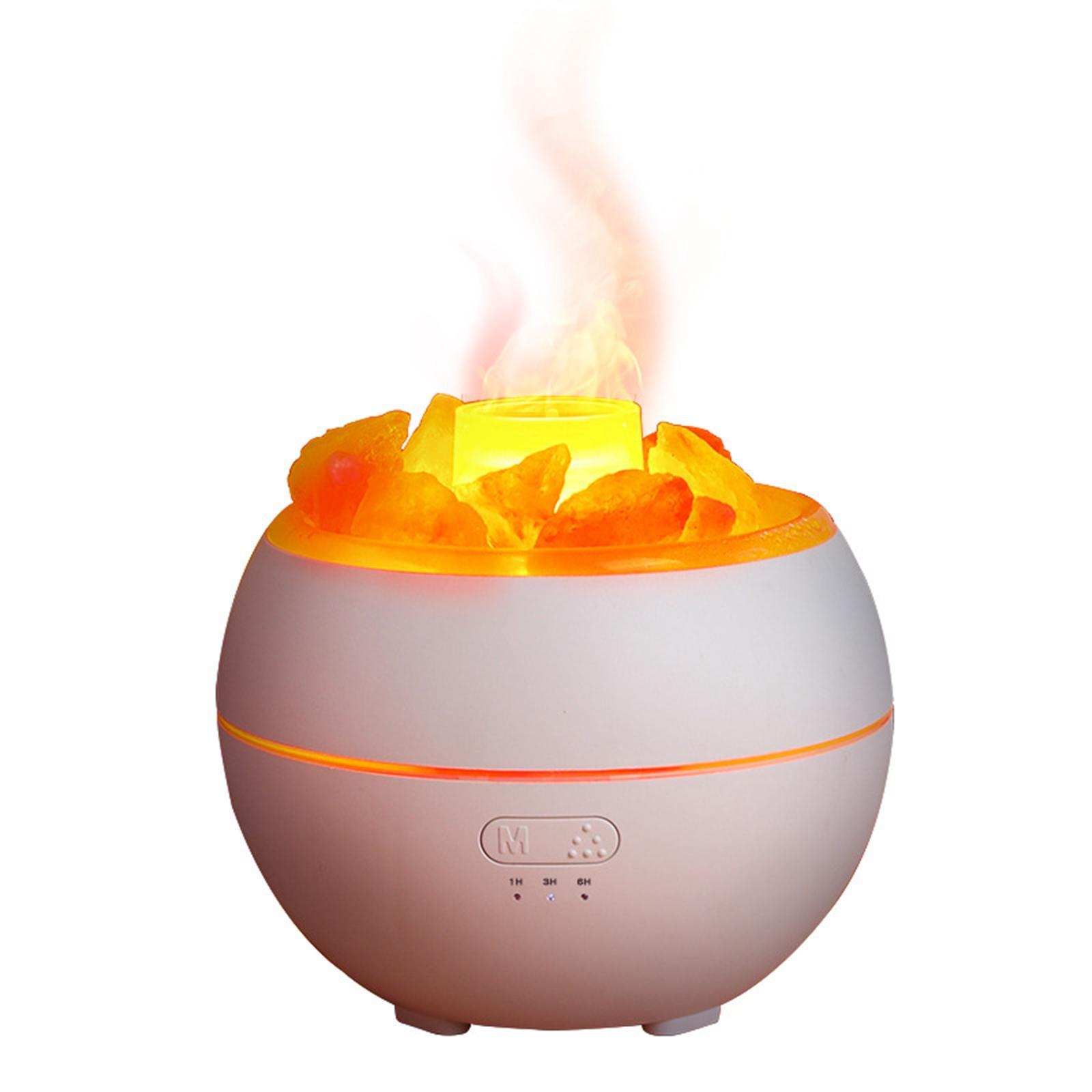 USB 300ml Air Humidifier Essential Oil Diffuser with Realistic Flame Quiet Night Light for Office Tabletop Baby Room Bedroom Decoration