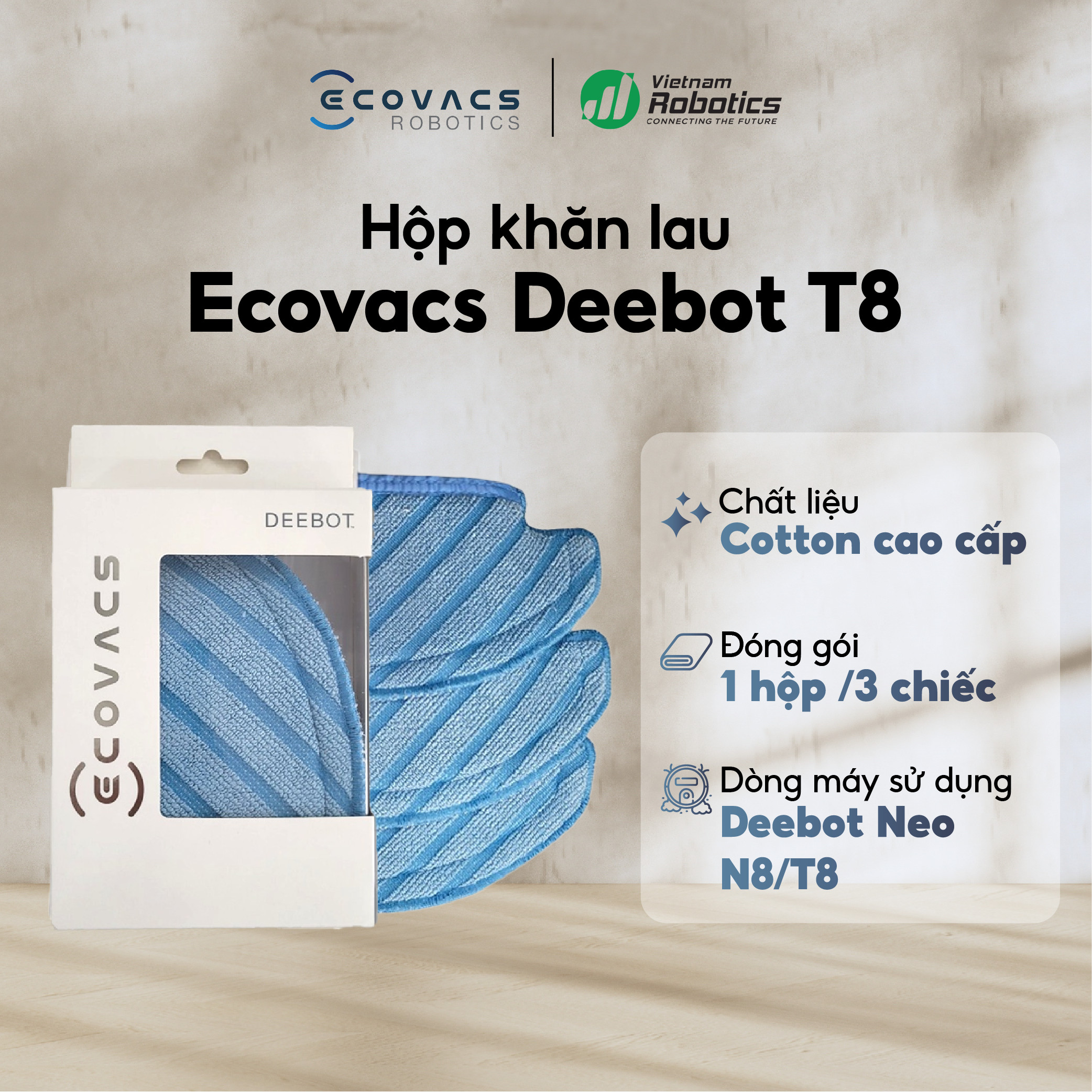 Hộp Khăn Lau Ecovacs Deebot N8, N8 Pro, T8, T8 Aivi - Hàng Chính Hãng
