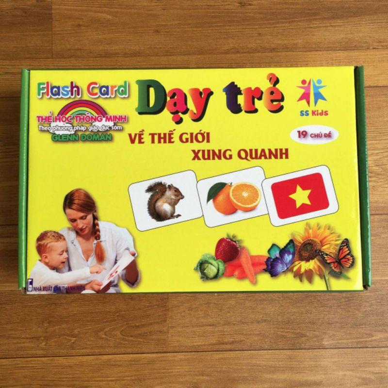 Bộ thẻ học Flash card song ngữ cho bé 19 chủ đề về thế giới xung quanh theo phương pháp Glenn Doman khổ 12x16cm