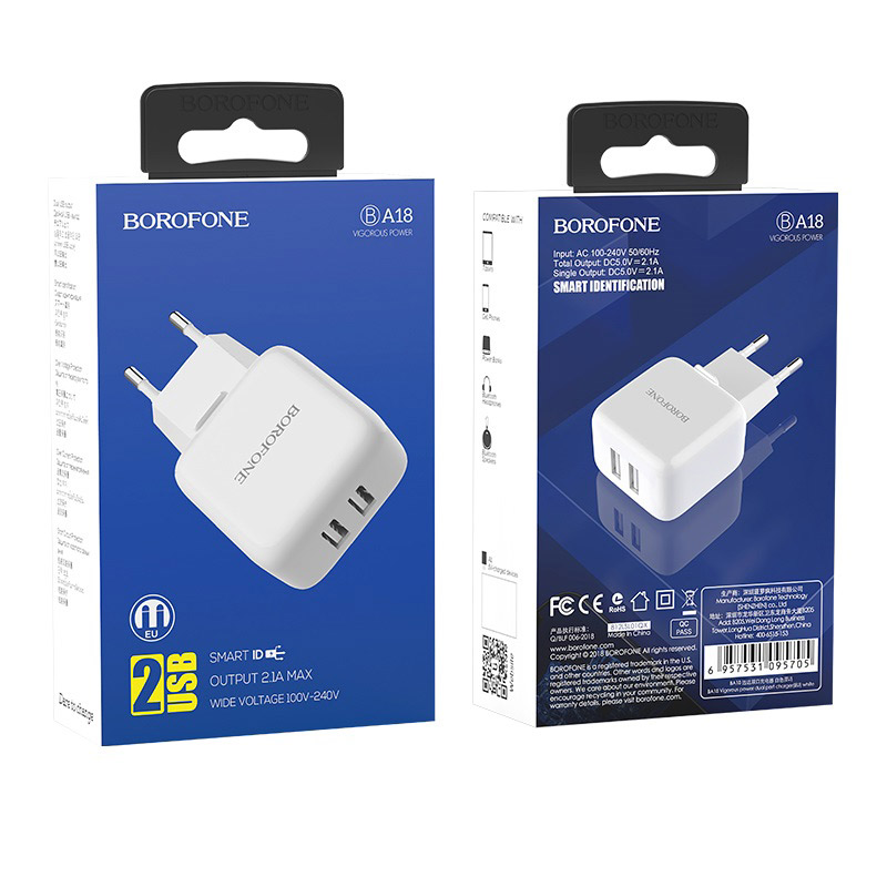 BOROFONE - Cóc Sạc BA18 - 2 Cổng USB- HÀNG NHẬP KHẨU CHĨNH HÃNG