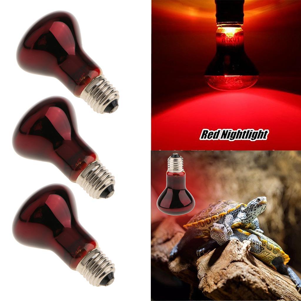 3x Reptile Nightlight Heat Lamp E27 Base UVA Night View Heat Light Bulb 75W