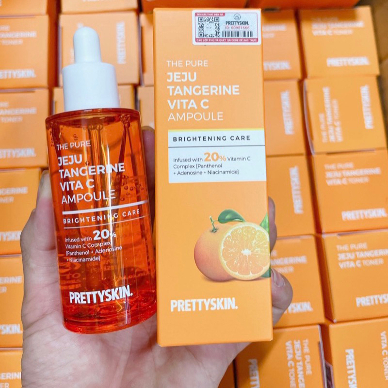 Tinh Chất Serum Dưỡng Trắng Da Phục Hồi Pretty Skin Hàn Quốc The Pure Jeju Tangerine Vita C Cấp ẩm chuyên sâu