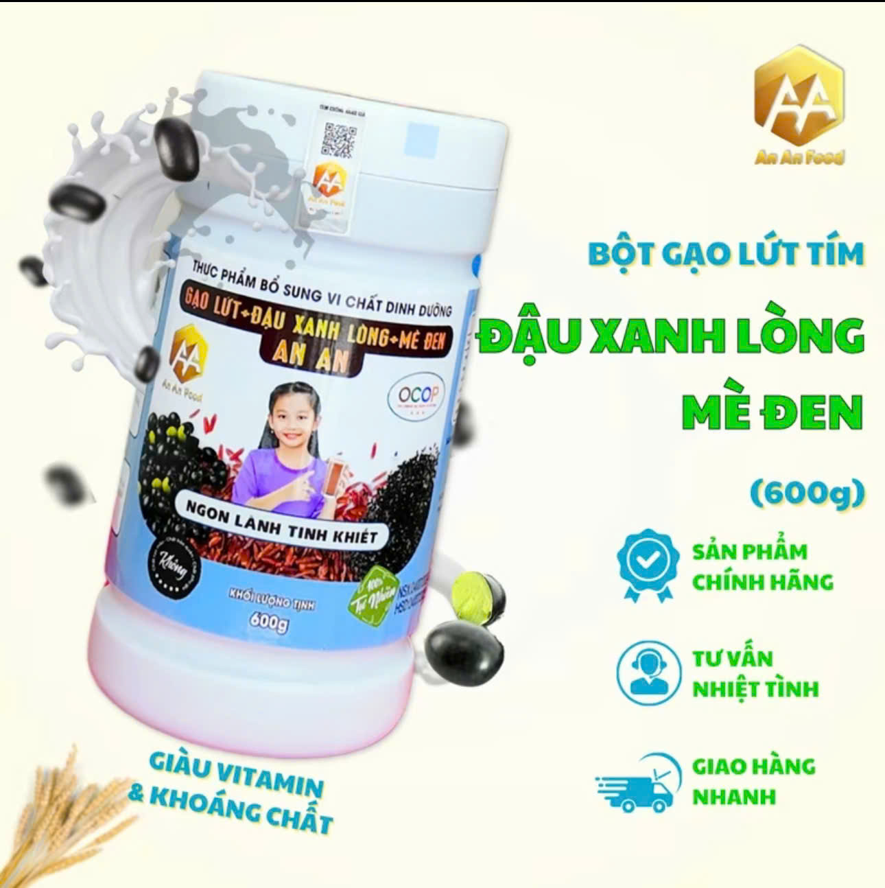 deal hời , lon , Bột gạo lứt , đậu xanh lòng , mè đen ( bột gạo lứt ANAN ) thay thế bửa ăn , chăm sóc sức khỏe , xương khớp , ngủ ngon