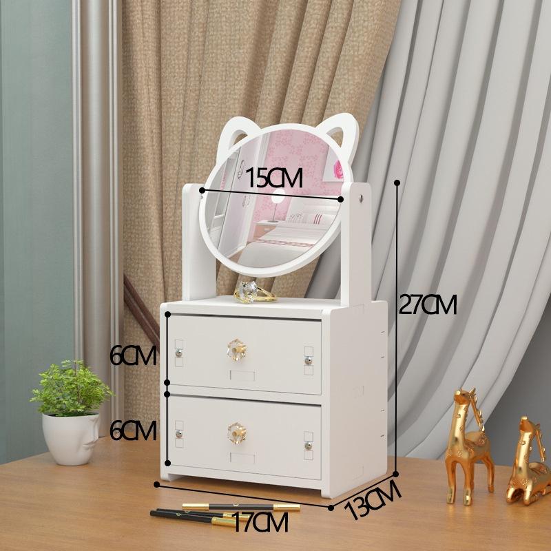 Kệ đựng mỹ phẩm 2 tầng kèm gương tai mèo cao cấp