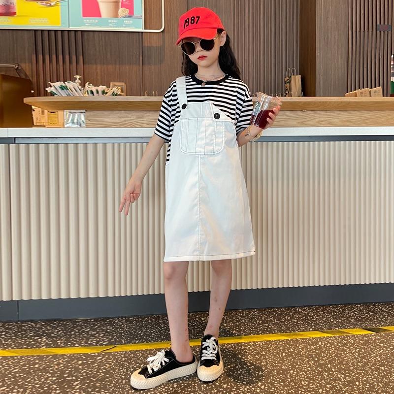 BY3 Size130-170 Set yếm bé gái lớn Thời trang trẻ Em hàng quảng châu