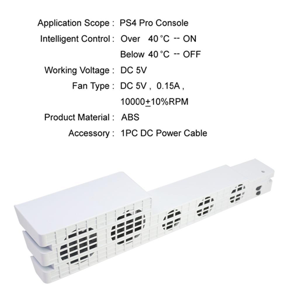 5 Fan Temperature Control Cooling Fan for Console White