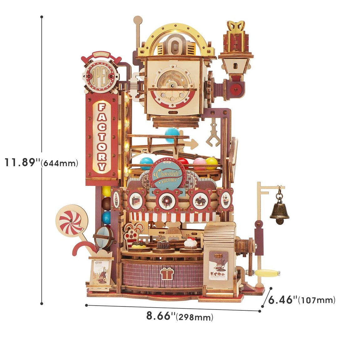 (Có đèn) Đường bi chạy Robotime Chocolate Factory - LGA02