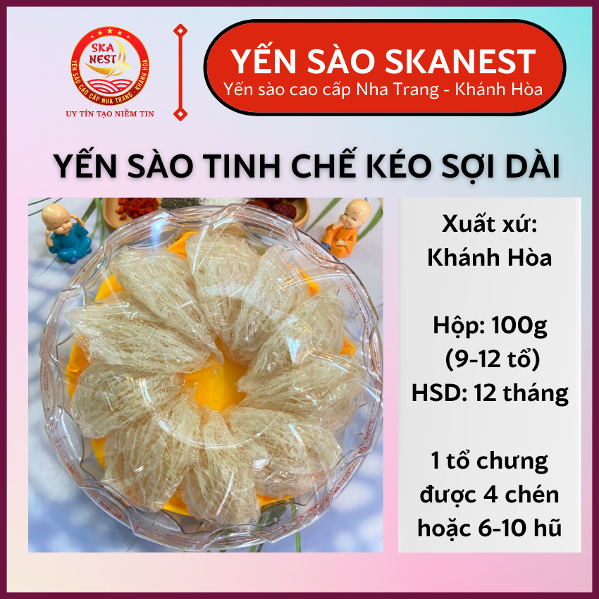 {100gr} Yến sào tinh chế ít sợi dài