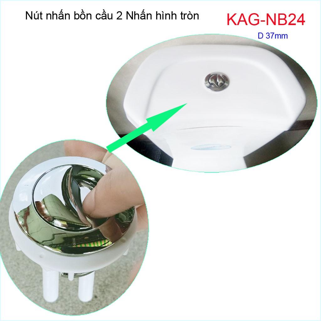 Nút 2 nhấn xả bồn cầu Kaiser, nút nhấn cầu xả 2 nhấn tròn lỗ sứ D3.7-4 cm, nút xả cầu KAG-NB24