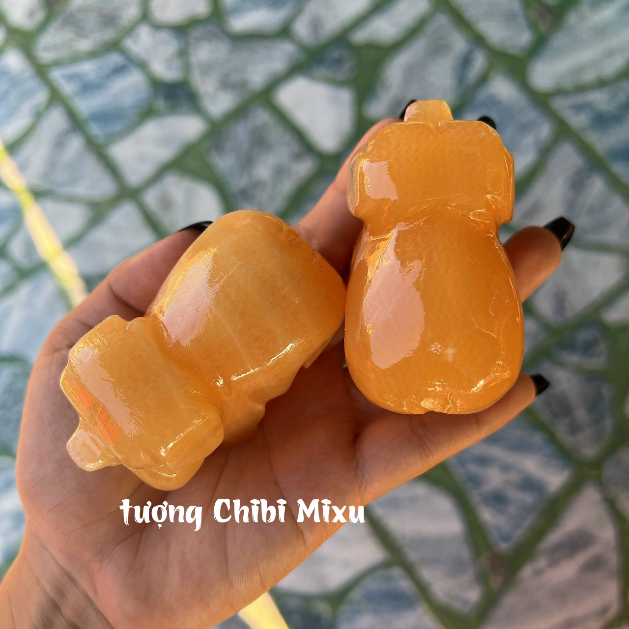 Tượng Heo ú chất đá ngọc Hoàng Long 8cm