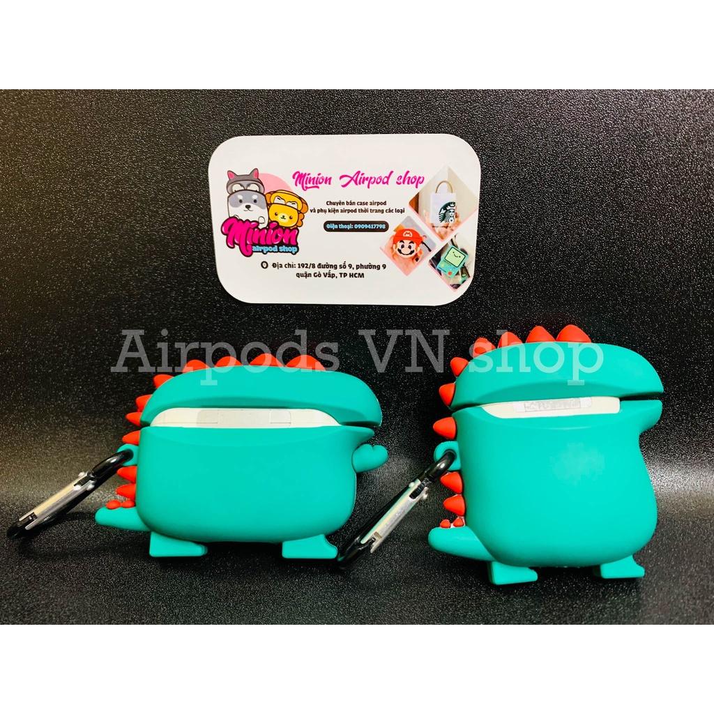 Bao Case Ốp dành cho Airpods 1/2 &amp; Airpods Pro khủng long xanh đỏ silicon 3D