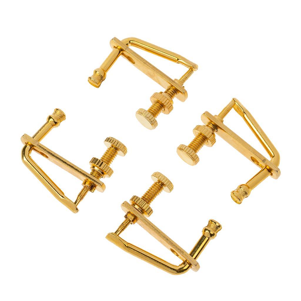 4 Pieces Golden Plated Violin String Fine Tuner Adjuster Part for 4/4 3/4 Violin