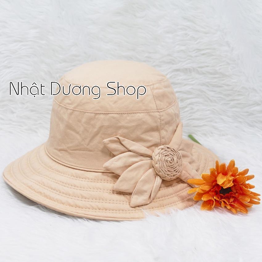 Nón Bo nữ vành rộng 7cm, hoa 8 cánh, nhị to - chất liệu vải cotton đẹp thích hợp cho chị em phụ nữ