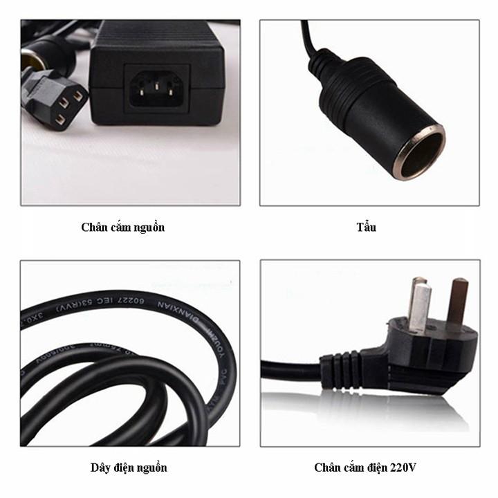 Adapter đổi nguồn từ 220VAC sang 12VDC-5A-60W cắm tẩu châm thuốc và tẩu sạc như trên ô tô