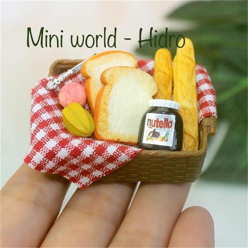 Set combo mô hình giỏ bánh mì mứt bánh trái mini tí hon tỉ lệ 1/12 dành trang trí nhà búp bê