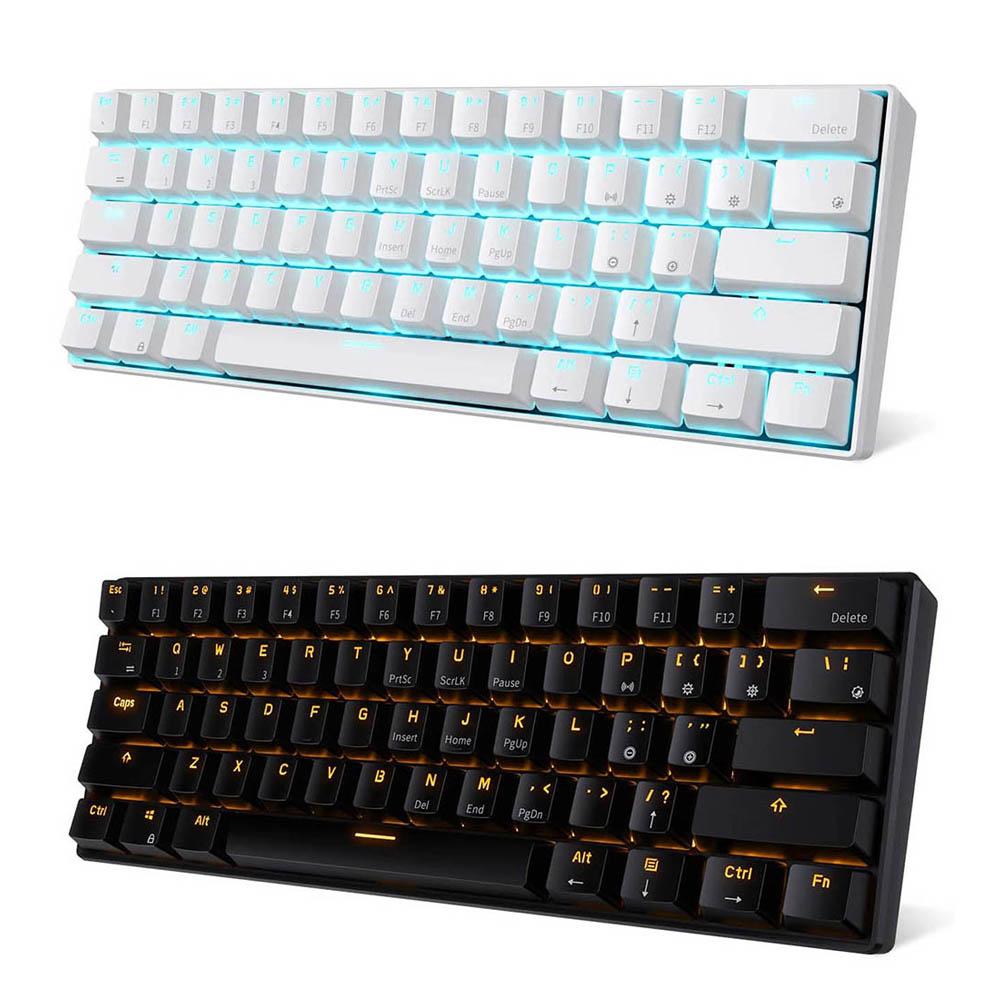 Bàn phím RK61 BT chế độ kép có dây Đèn nền màu xanh 61 phím Bàn phím cơ mini cho điện thoại / máy tính bảng