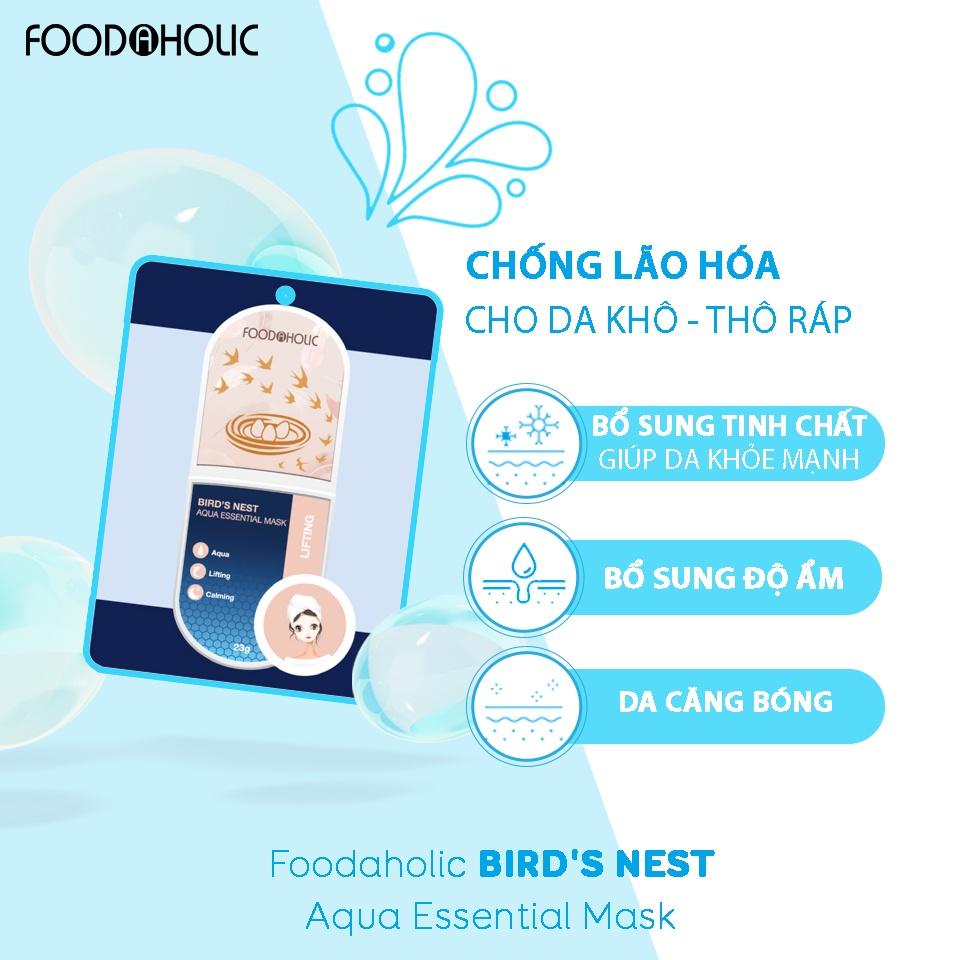 Combo 10 Mặt nạ dưỡng chất tổ yến dưỡng da toàn diện Foodaholic Bird’s Nest Aqua Essential Mask 23g x10