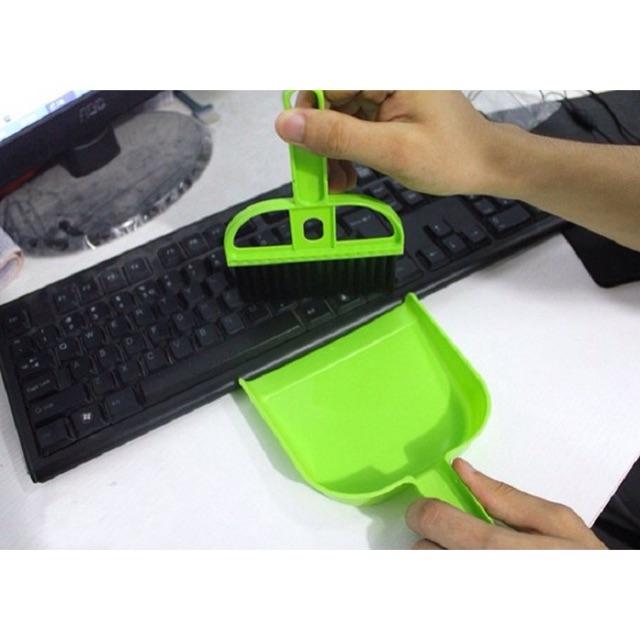 Bộ chổi và kèm ki ky hốt hót rác xẻng nhỏ mini quét dọn bụi bàn thờ máy tính bàn làm việc bàn học bé đa năng Misyhome