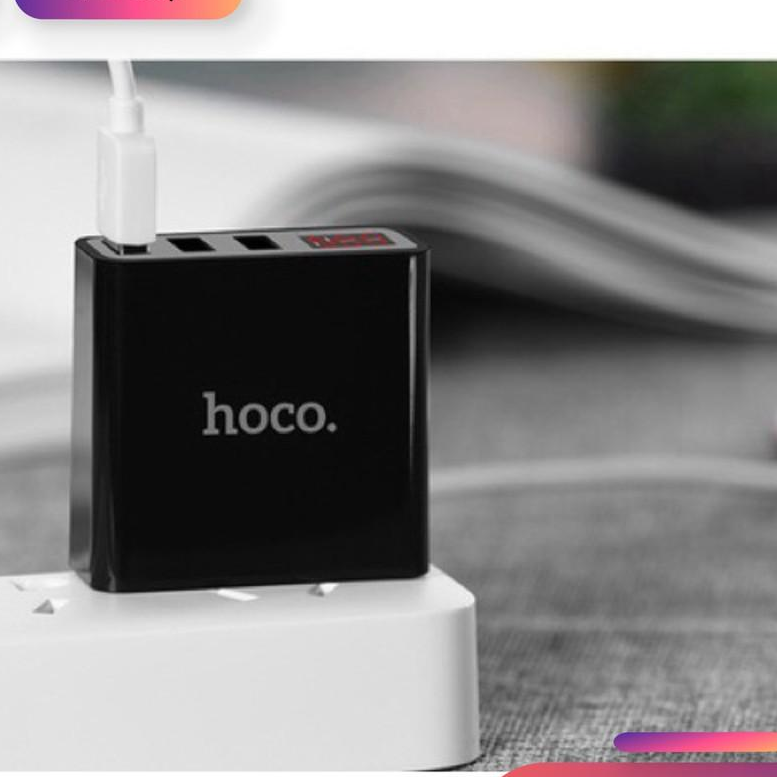 Củ sạc điện thoại HOCO C15...3 USB...MÀN HÌNH LED...2 màu đen - Hàng Chính Hãng