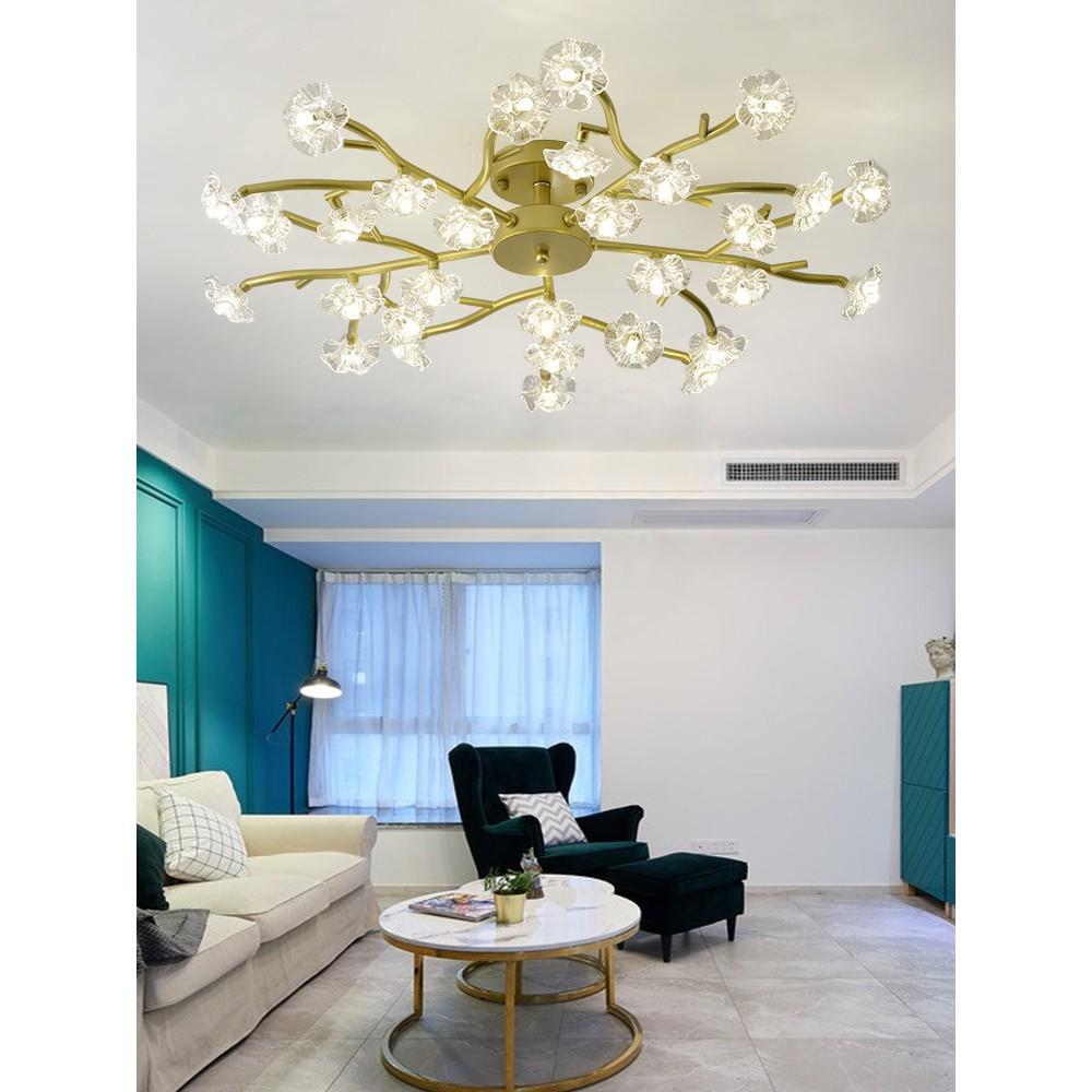 Đèn chùm pha lê 3 màu ánh sáng trang trí nội thất hiện đại - kèm bóng LED chuyên dụng