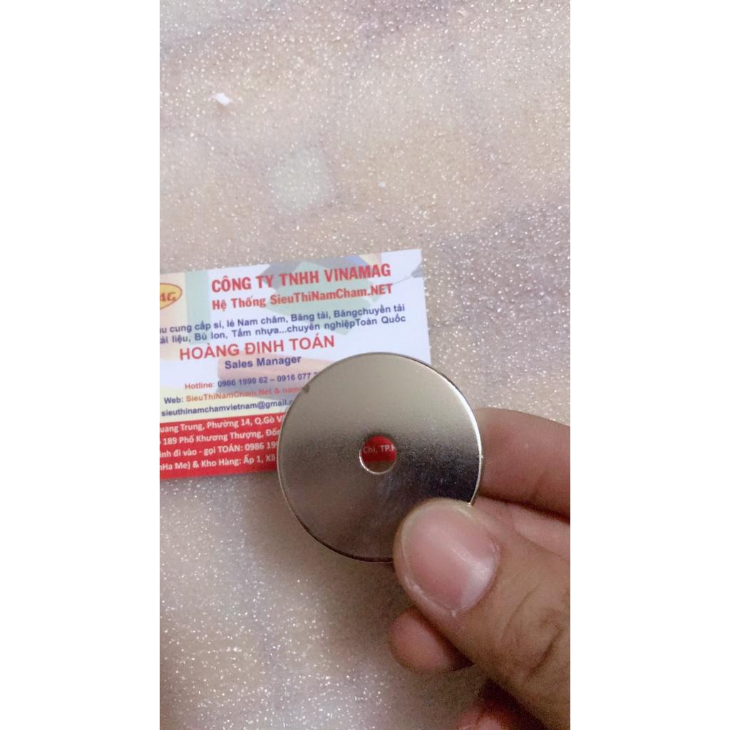 Nam châm đất hiếm tròn 40x5mm lỗ 6mm, nam châm siêu từ tính