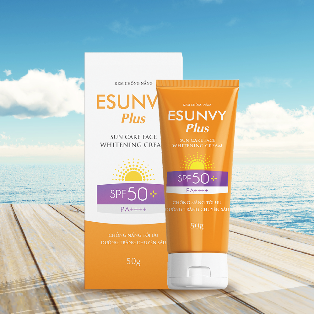 Kem chống nắng Esunvy SPF 50 từ thảo dược – Cho da mặt và toàn thân, làm kem nền trước trang điểm – Tuýp 50g chuyên cho Mặt