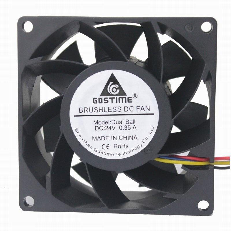 1Pcs Gdstime 11V Two Ball Bearing PC DC Cooling Fan 80x80x38mm 4Pin 4 Wires 8038 8cm Brushless Cooler Fan 80mm 14 Volt