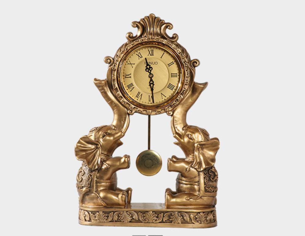 Đồng hồ để bàn DH61 hình tượng cặp voi hiền lành mang phong cách tân cổ điểm sang trọng - Món quà ý nghĩa tặng và các dịp tân gia nhà mới.