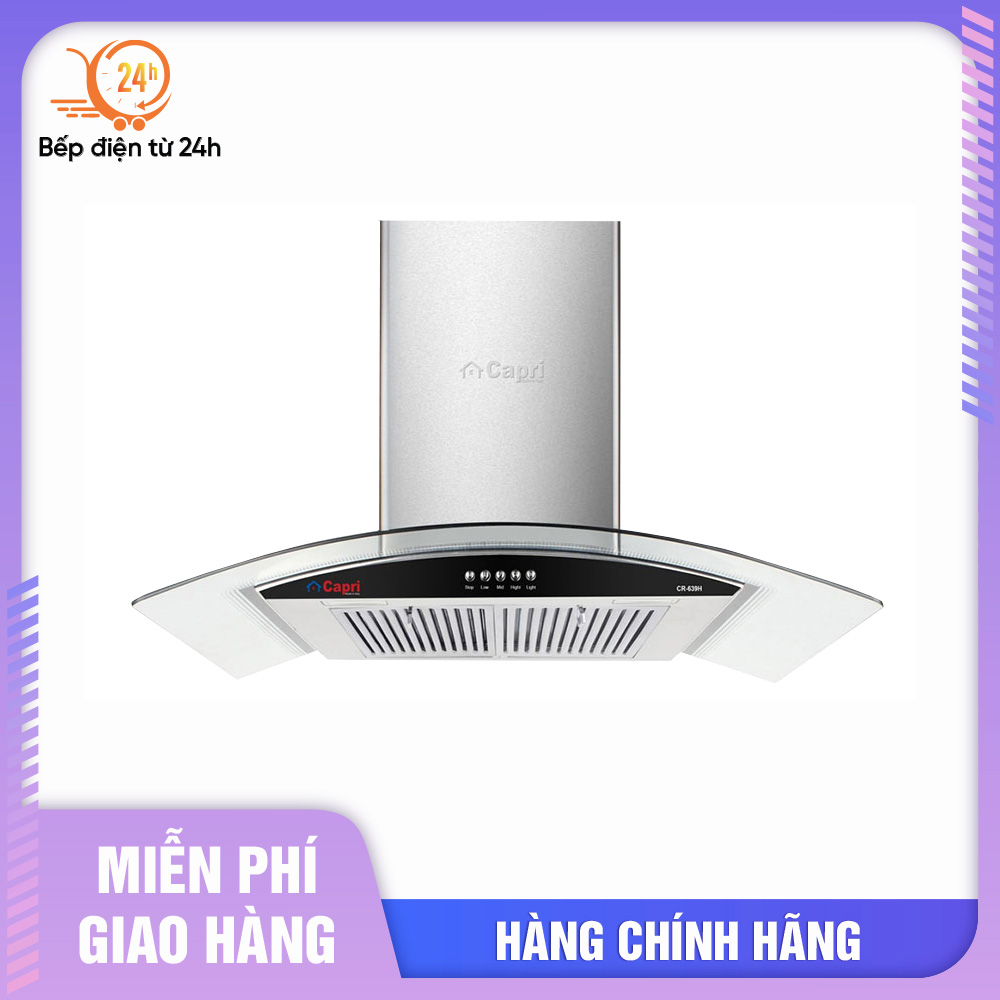 Máy Hút Mùi Hiện Đại Capri CR-639H - Hàng Chính Hãng, Sản Xuất Theo Tiêu Chuẩn Châu Âu, Động Cơ Siêu Êm, Khử Mùi Trực Tiếp, Bền Đẹp, Sang Trọng