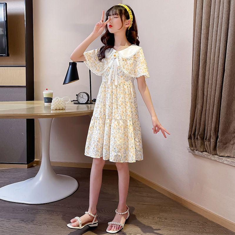 DONGSHOP Cô gái mảnh hoa đầm mùa hè mỏng bé váy trẻ em 2023 trẻ em ăn mặc cô gái tây váy công chúa