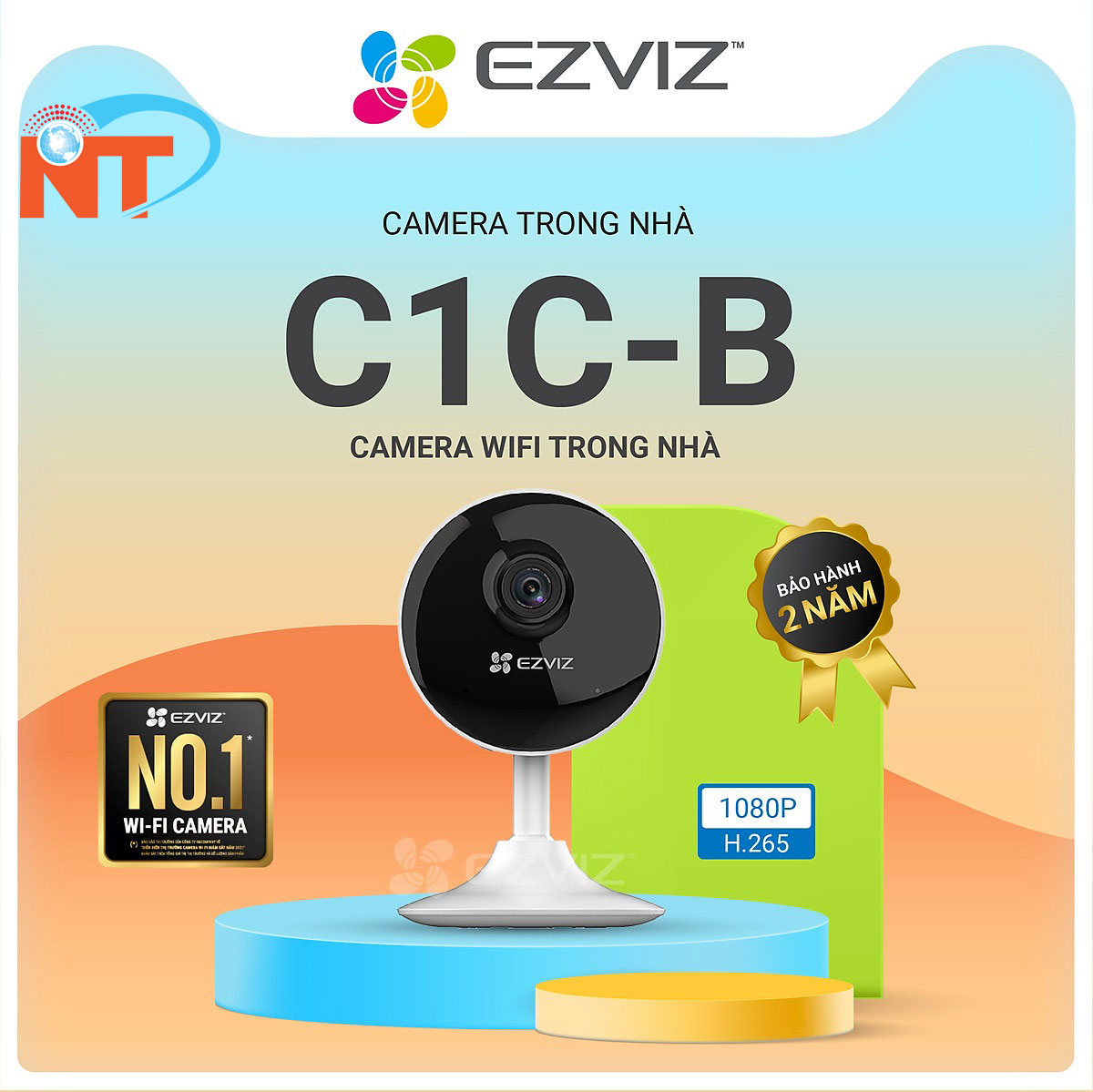 Camera WIFI Trong Nhà Ezviz C1C-B 1080P Nhỏ gọn, Sắt Nét, Hổ trợ thẻ nhớ lên đến 128G - Hàng Chính Hãng