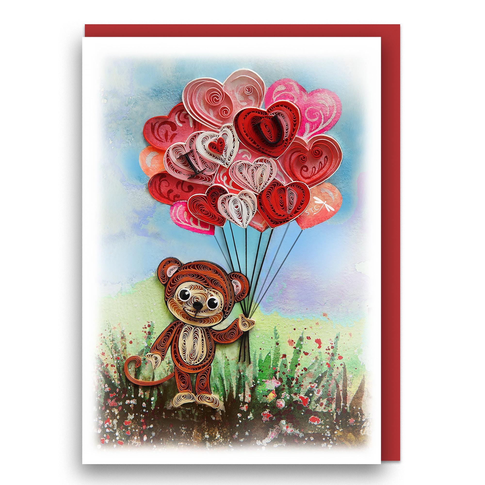 Thiệp Giấy Xoắn (Quilling Cards) - Thiệp Sinh Nhật, Tình Yêu, Chúc Mừng - LOVE 13x18cm