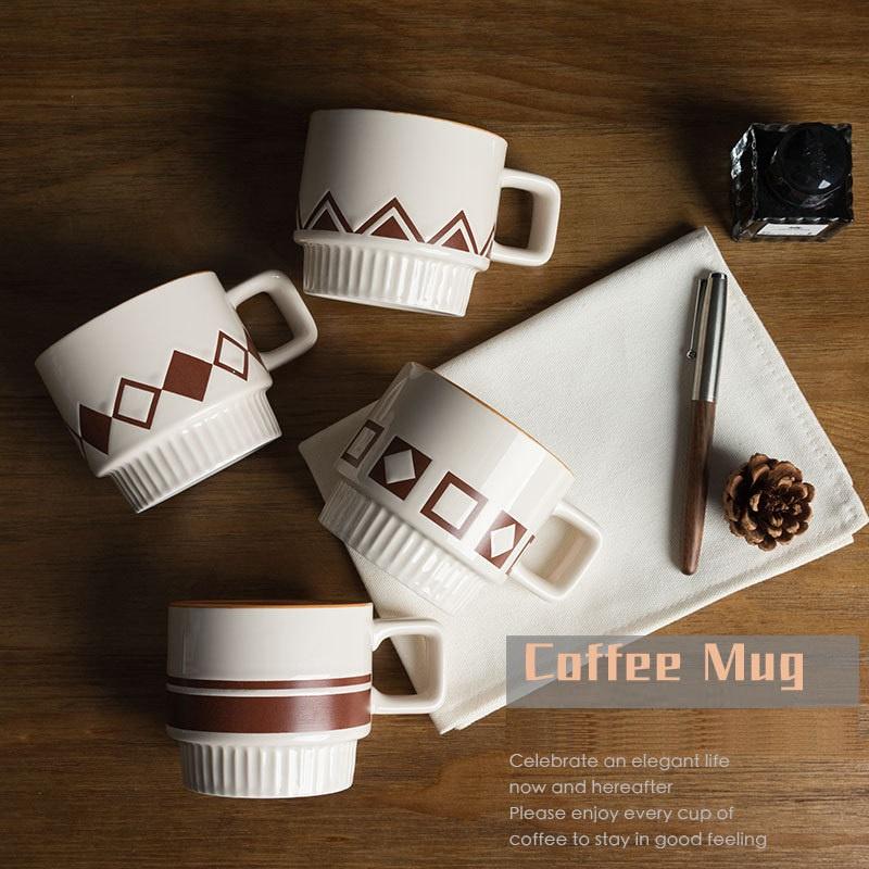 Cốc sứ nâu cao cấp uống trà, cafe 320ml phong cách vintage