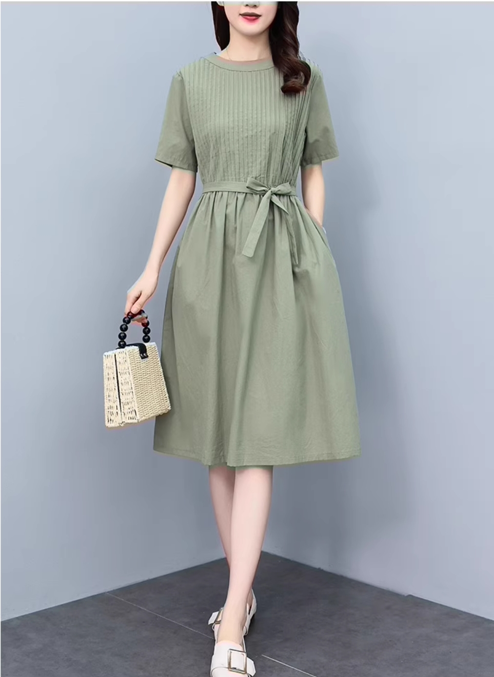 Hình ảnh Đầm suông nữ - váy suông Linen cổ tròn dáng rộng ngắn tay, chất liệu Linen cao cấp, phong cách nữ trẻ trung Đũi Việt