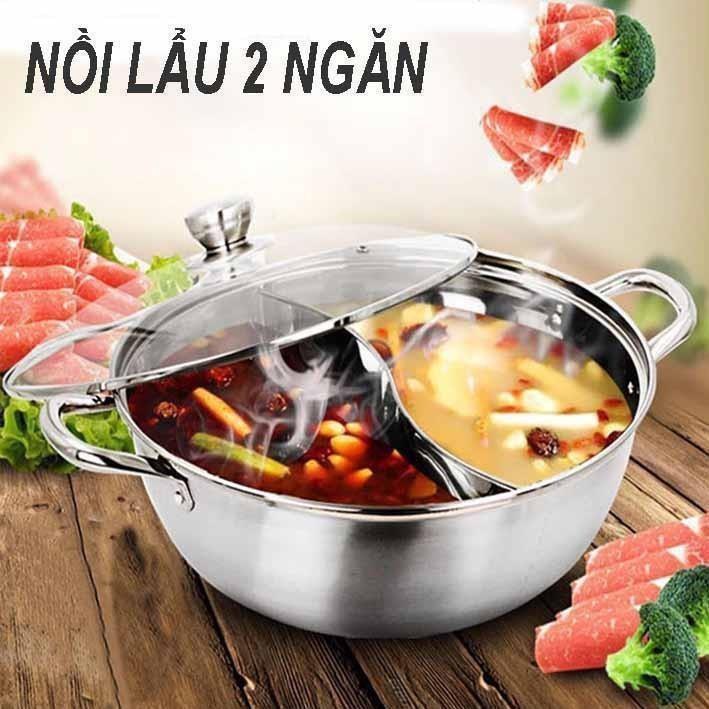 Nồi Lẩu 2 Ngăn, 2 Vỉ Inox 30Cm Siêu Tiện Dụng, Dùng Được Cho Tất Cả Các Loại Bếp