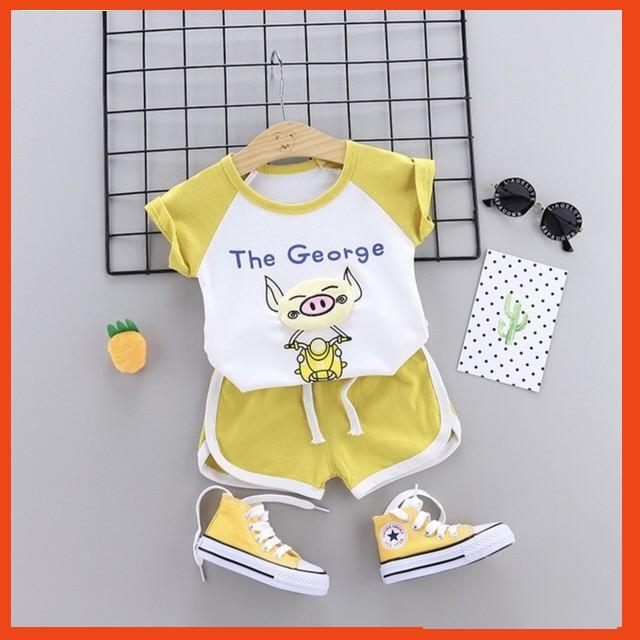 Bộ Cộc Tay Cho Bé in Hình Heo Con M43