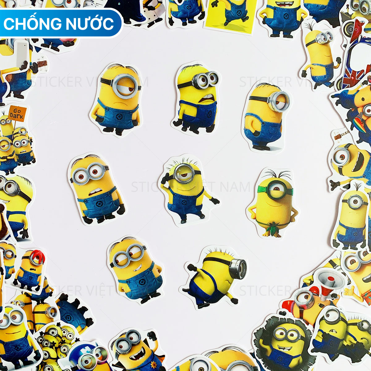 Sticker Minion Kẻ Cắp Mặt Trăng Ngộ Nghĩnh - Chất Liệu PVC Chất Lượng Cao Chống Nước - Kích Thước 4-8cm