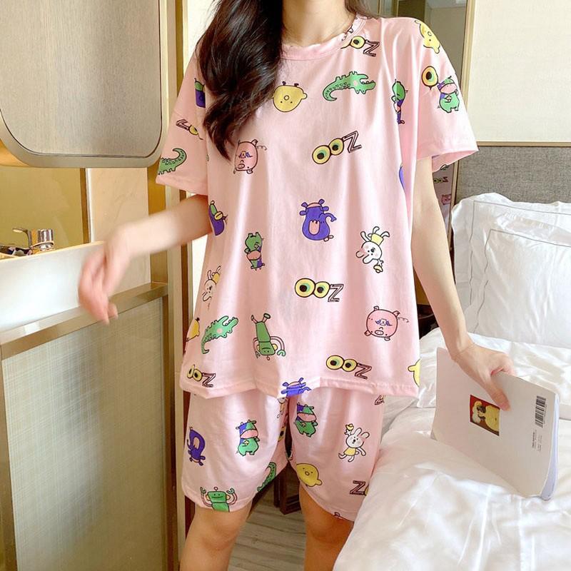 Set Đồ Ngủ Ngắn Tay Dáng Rộng Cho Nữ