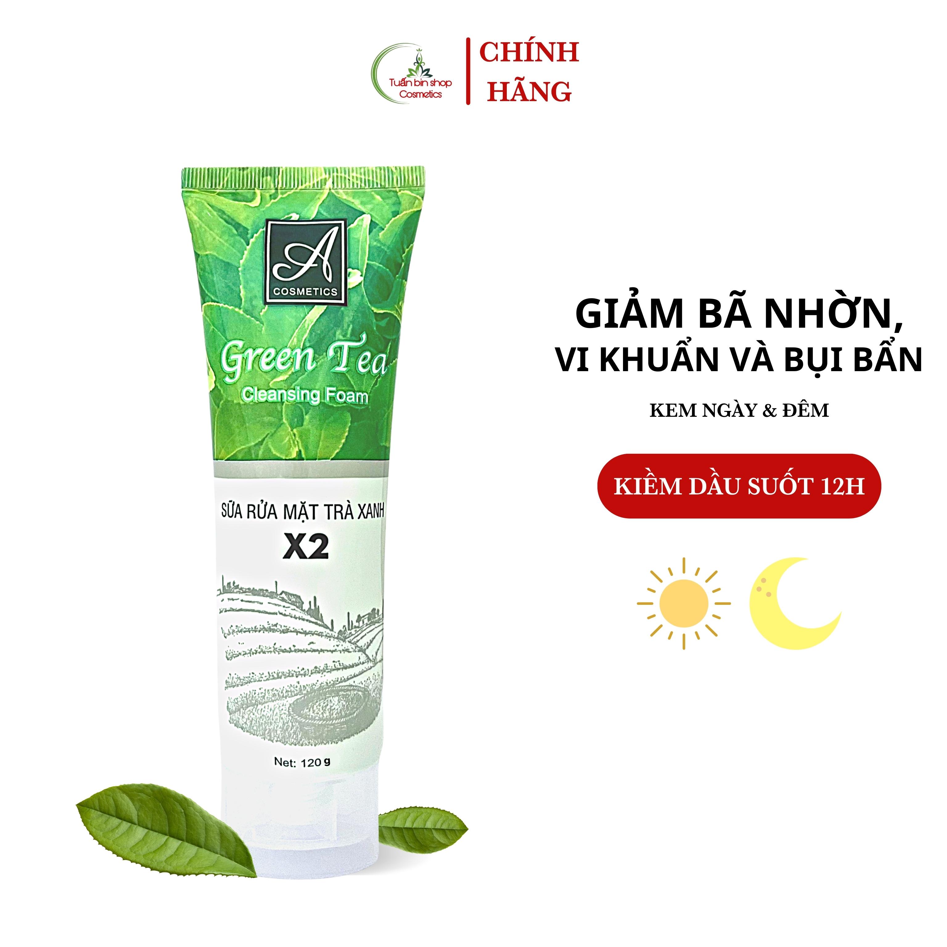 Sữa rửa mặt trà xanh x2 Acosmetics, kiềm dầu, sạch bã nhờn, làm trắng da 120g