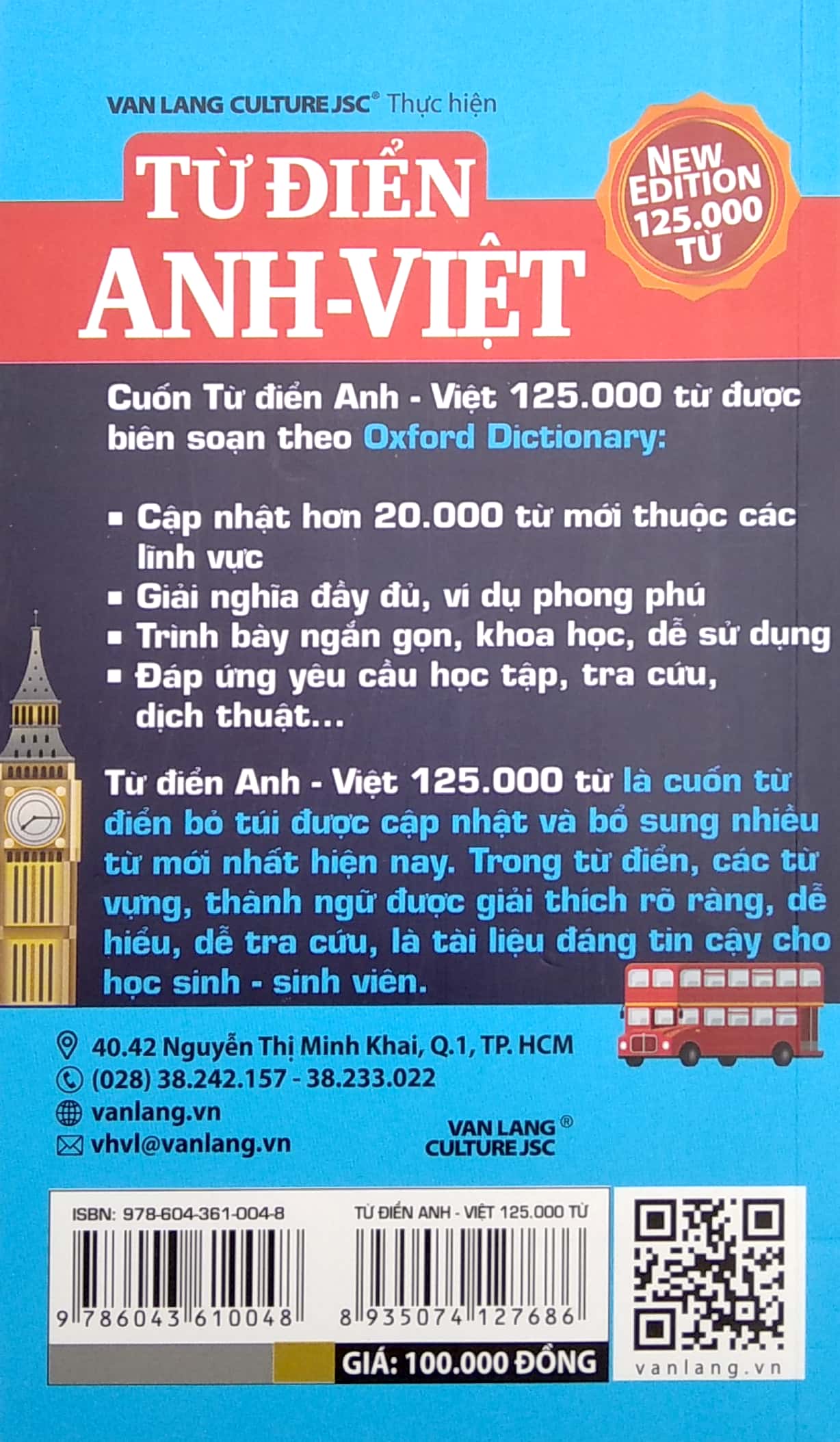 Từ Điển Anh - Việt 125.000 Từ (Tái Bản) - Vanlangbooks