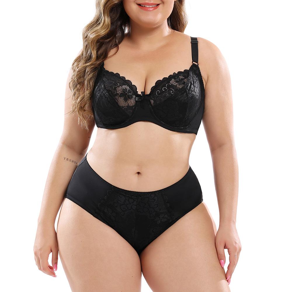 Plus Size Nữ Gợi Cảm Của Áo Ngực Và Quần Bộ Ren Phối Quần Lót Quần Lót Ren Nội Y Áo Bralette Nữ Lớn Bộ Đồ Lót BH