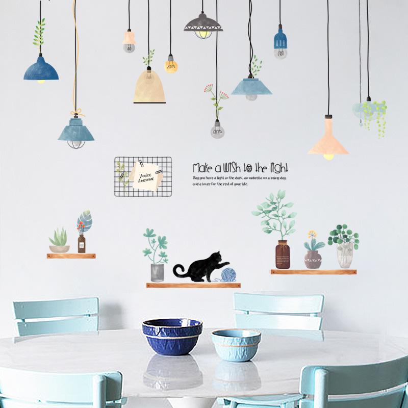 Sticker Dán Tường Họa Tiết Hình Chậu Cây Dùng Trang Trí Phòng Ngủ