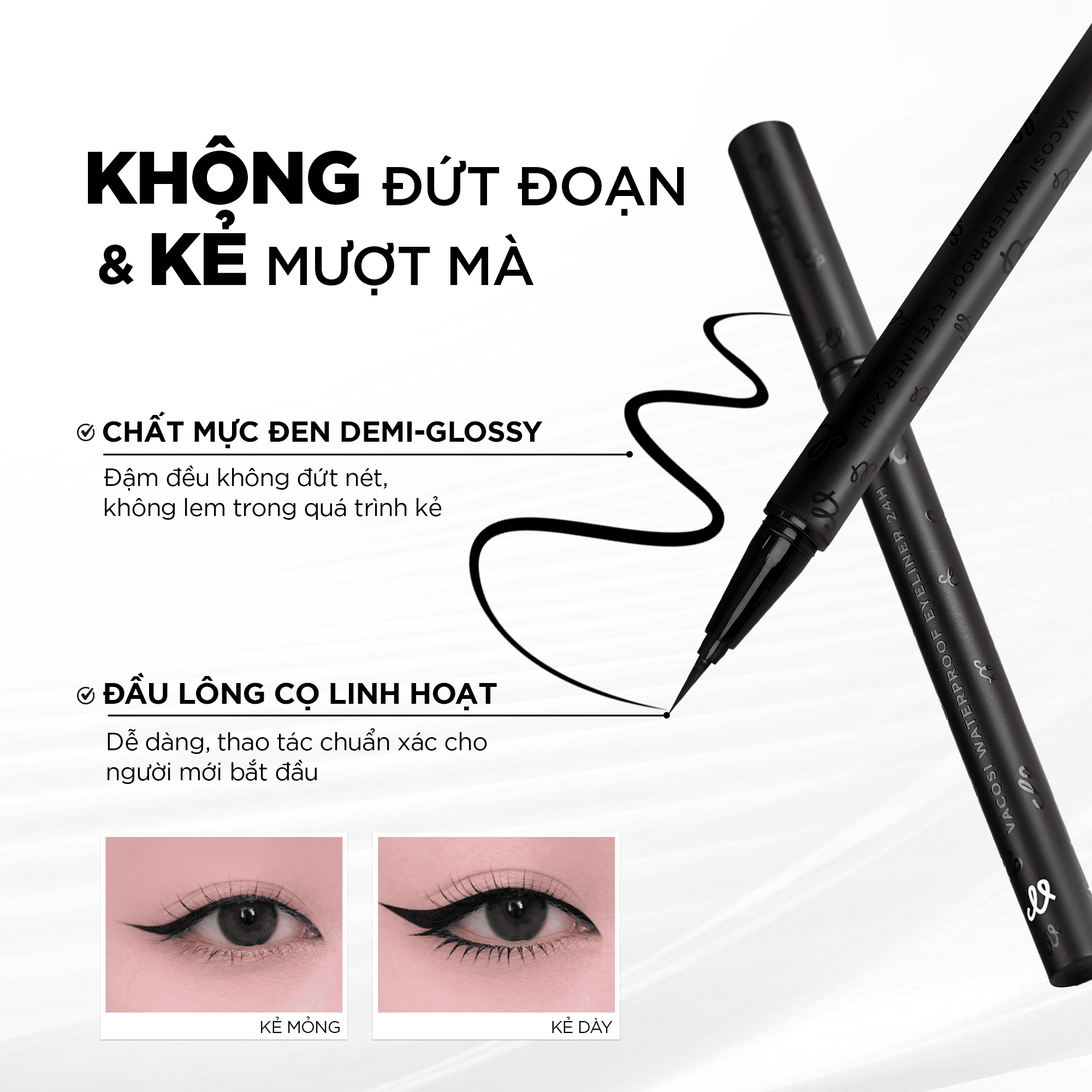 BÚT KẺ MẮT NƯỚC 24H (PHIÊN BẢN MỚI) VACOSI WATERPROOF EYELINER 24H - VM29