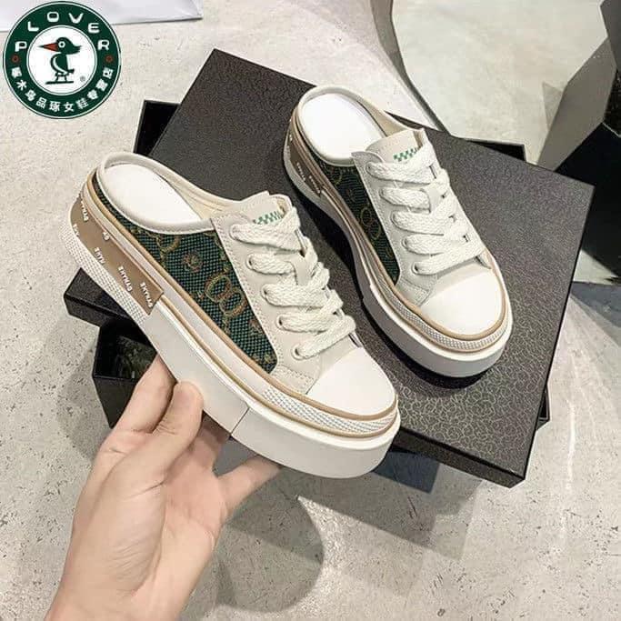 Giày thể thao sneaker nữ sục bata bánh mì độn đế Hàng Quảng Châu mẫu hot trend 2022