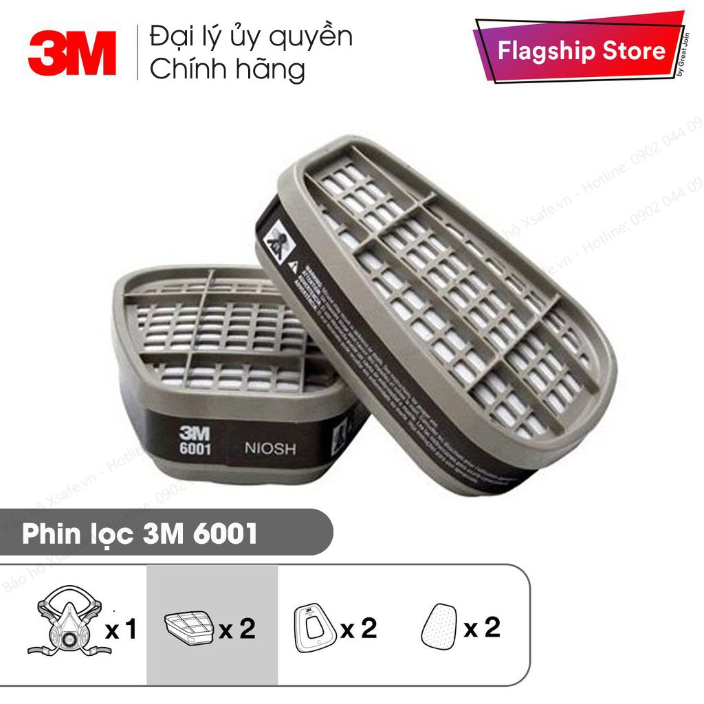 Bộ mặt nạ phòng độc 3M 7502 7 món - Mặt nạ chống độc - chống bụi - Mặt nạ phun sơn chống hóa chất (7502-6001-5N11-501) [XSAFE]