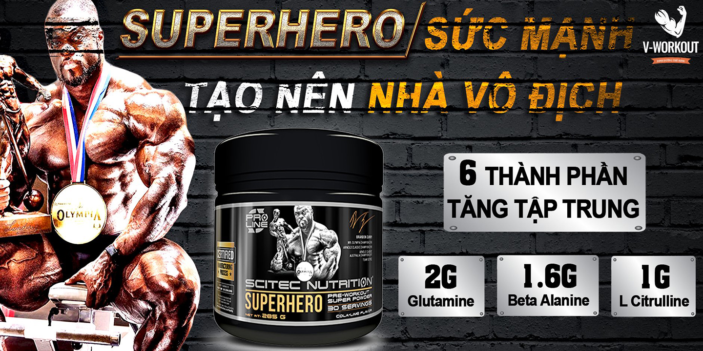 Pre-workout | Supper Hero 285g- 30serving Scitec Nutrition| Tăng sức mạnh, sức bền, sự tập trung tập luyện - Chính hãng