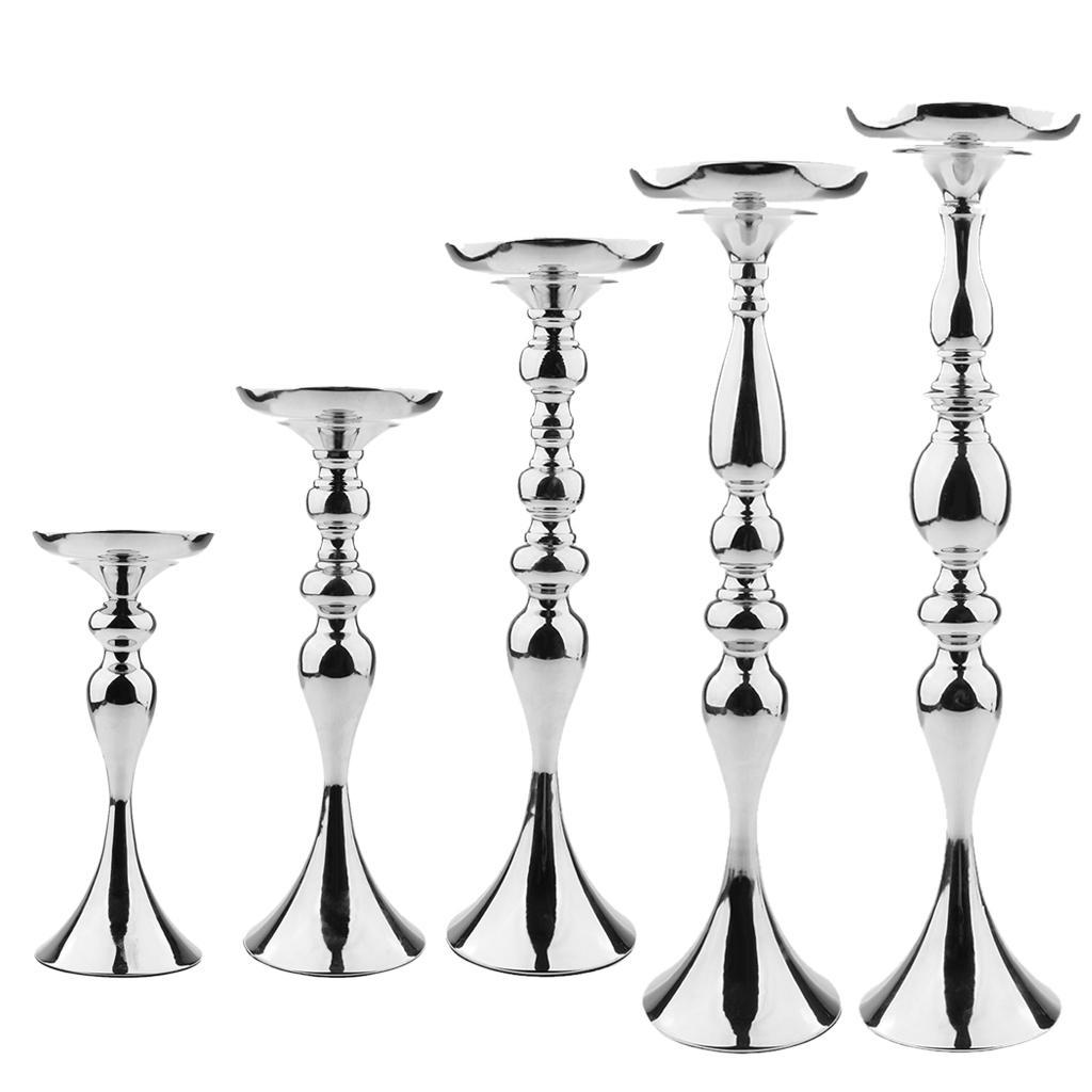 Silver Metal Candle Holder Wedding Event Central Road Flower Vase Rack 315mm