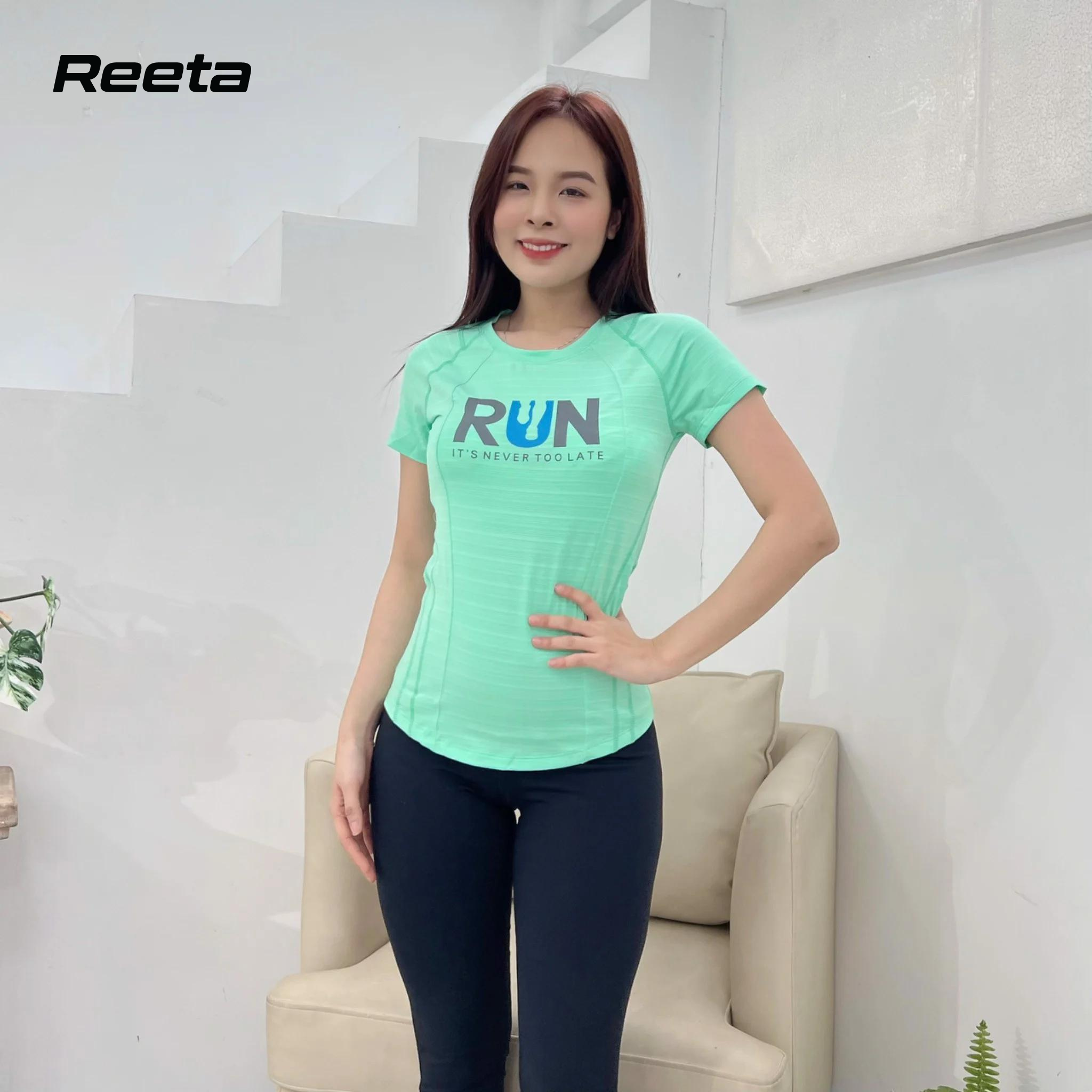 Áo thun thể thao Nữ REETA dáng thể thao năng động, thoải mái tập gym và yoga có hoạ tiết chữ RUN nổi bật - A1800