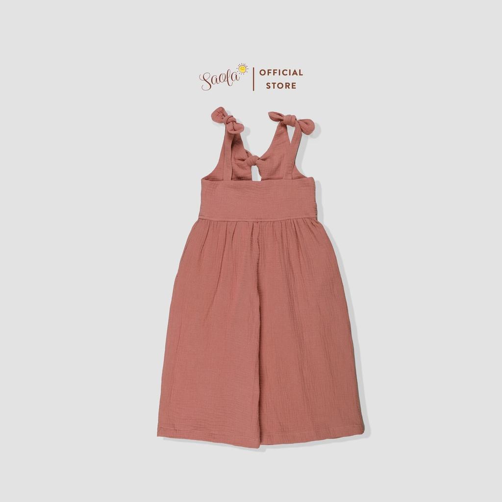 Bộ Áo Liền Quần Jumpsuit Đáng Yêu Cho Bé Gái Chất Liệu Muslin Cao Cấp - JSM002 - SIMMY OVERALL - SAOLA CLOTHING- Hồng Đất